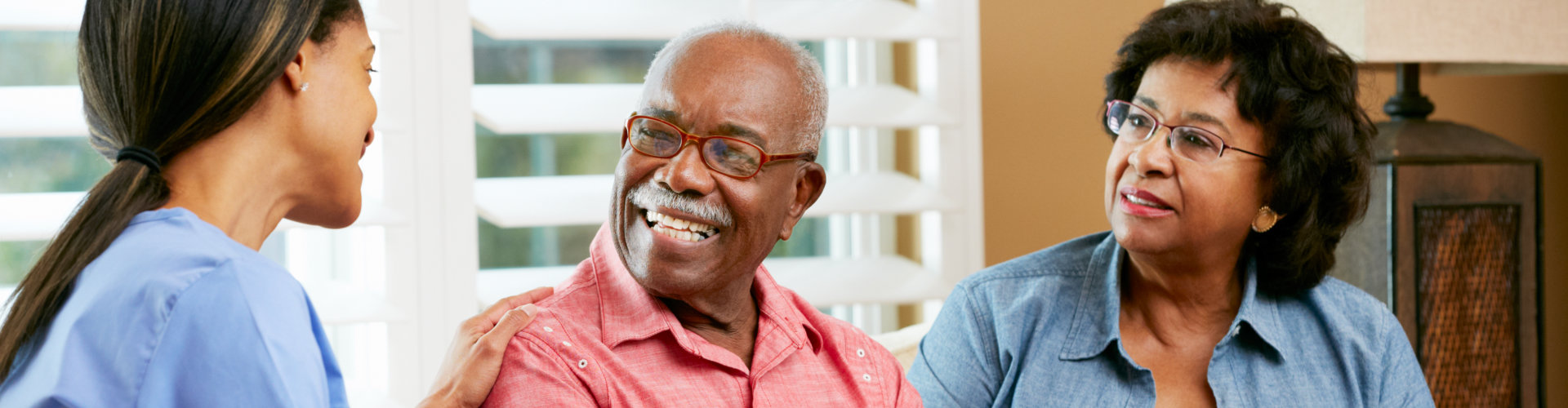 Nurse Making Notes During Home Visit With Senior Couple